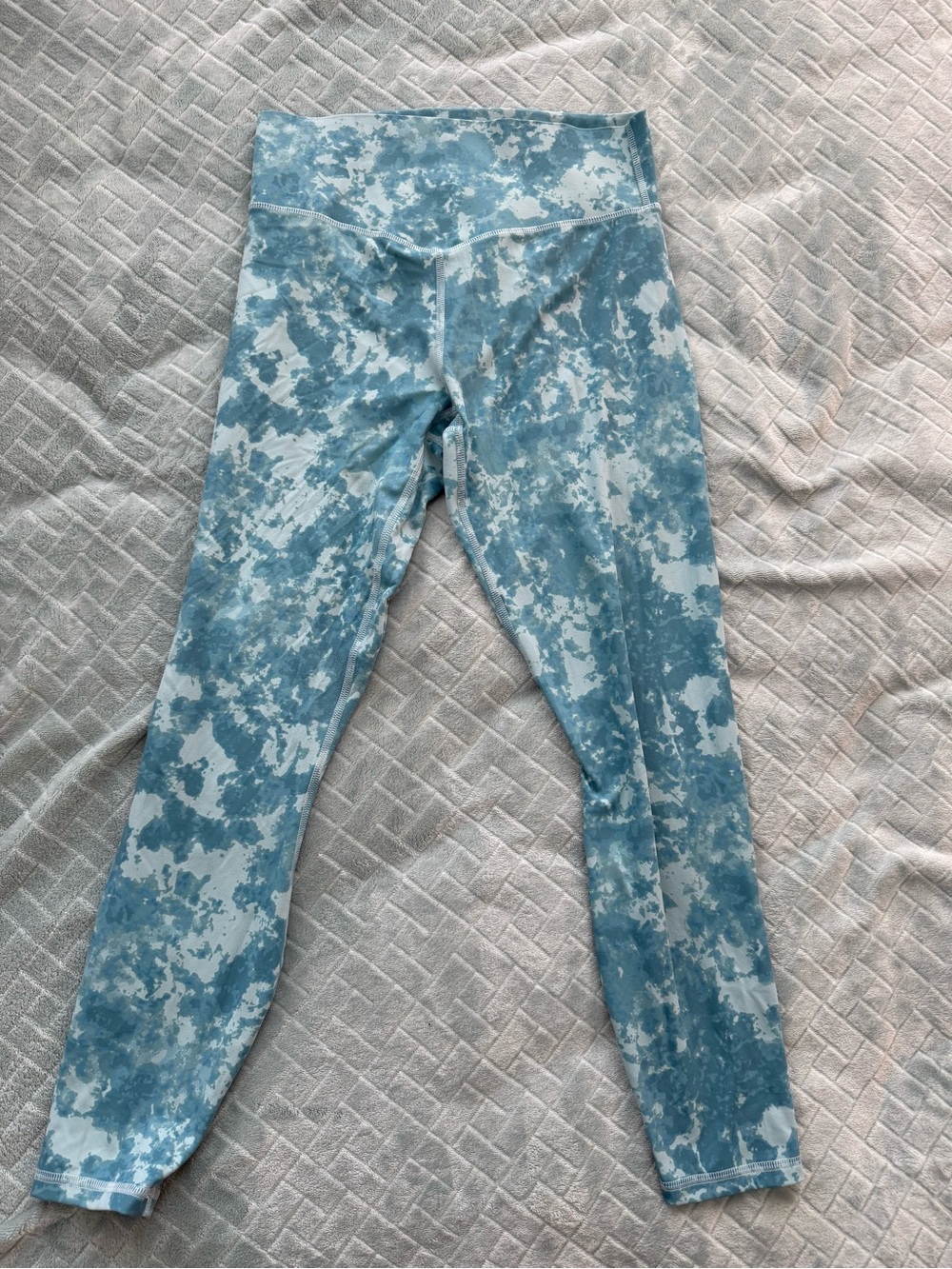 Fabletics Blue & White Marble-Print High-Waist Leggings